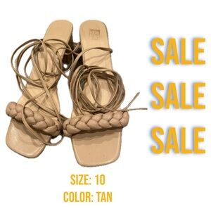 Tan Braided Strap Women's Sandals